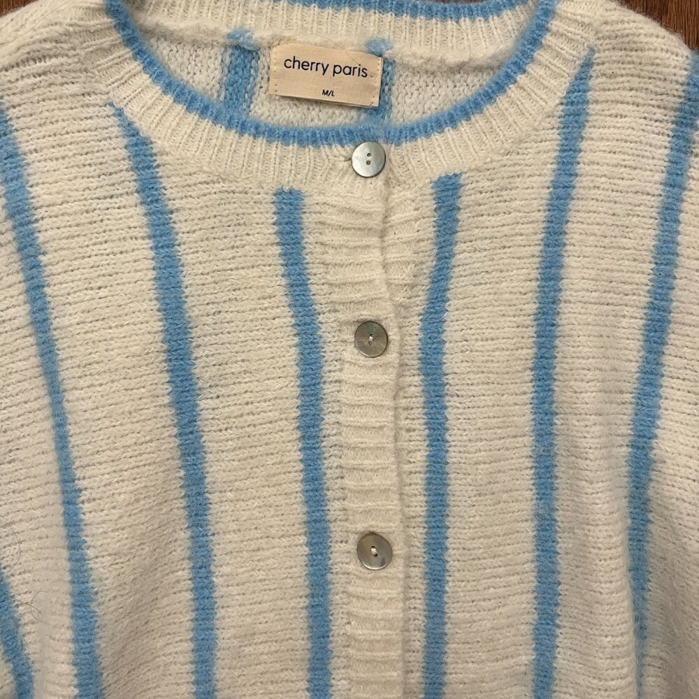 Simons Vertical stripe wool-blend cardigan - Picture 3 of 4